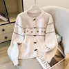 Abrigo-suéter bordado, nuevo estilo otoño e invierno, cárdigan de punto versátil retro holgado, top de nicho en gris