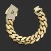 Pulseras Personalizadas para Hombre Hip-Hop Europeo y Americano Cadena Cubana Brillante de Oro de 14K Tendencia Versátil Joyería Transfronteriza Accesorios Más Vendidos