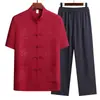 Traje de Verano Estilo Tang para Hombre de Manga Corta, Camisa de Verano para Padre de Mediana Edad y Anciano, Camisa para Hombre, Ropa Nueva Estilo Chino para Personas Mayores