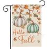 Temu Más Vendido Bandera de Jardín Otoño Acción de Gracias Rayas Hoja de Arce Calabaza Decoración de Patio Lino Doble Cara Jardín