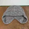 Gorro de Aviador de Punto con Orejeras de Piel de Conejo Estilo Coreano para Mujer, Cálido para Otoño e Invierno, Pequeño para Adelgazar la Cara, Gorro de Lana para Cabeza Grande