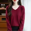 Venta al por mayor transfronteriza de prendas de punto para mujer de primera calidad, sin costuras, cuello en V, manga larga, top base adelgazante