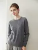 Nuevo Suéter de Cachemira 100% para Mujer Otoño e Invierno, Suéter Delgado de Cuello Redondo con Mangas de Hombro Normales, Suéter Interior de Lana Tejida de Color Sólido
