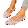 Zapatos de Malla de Encaje de Gran Tamaño con Punta Aguda y Boca Baja Transfronterizos para Mujer, Zapatos Planos Casuales Transpirables de Ballet Elásticos de Comercio Exterior