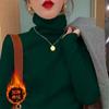 Camada de Base Térmica de Gola Alta Engrossada Outono e Inverno Slim Elegante Versátil Camiseta de Manga Longa para Mulheres Tendência