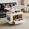 Mesa Auxiliar Plegable para Sofá Móvil, Mesa de Centro para Sala de Estar, Carrito con Almacenamiento, Mesa Auxiliar Ajustable en Altura