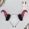 Faixa de Cabeça de Demônio Halloween Tema Escuro, Adereço de Cosplay de Boneca Demônio, Chifres de Demônio Sucubo, Acessório de Cabelo de Chifre de Bode