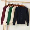 Tricô Gola V Estilo Coreano Top Feminino com Mangas Longas Cardigã Versátil Primavera e Outono Jaqueta Curta Fina em Estoque