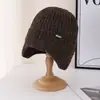 Chapéu de Lã Masculino para Outono e Inverno, Chapéu com Proteção para Orelhas em Tecido Chenille, Chapéu Tricotado à Prova de Frio para Ciclismo, Chapéu Espesso Quente com Forro de Fleece