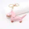 Chaveiro de Couro PU Dachshund Pingente para Bolsa Carro Mochila Escolar Pingente Decorativo Feminino Acessórios de Filhote Boutique