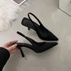 Sandalias de punta estrecha y boca baja para mujer, zapatos de tacón alto sexys de aguja, de color liso, fáciles de combinar, primavera 2025