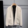 Jaqueta Masculina Simples Gola Alta Suéter de Tricô Jaqueta Outono e Inverno Nova Costura Texturizada Cor Sólida Tendência Marca Top Roupa Masculina