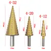 Broca pagoda transfronteriza de 6 piezas, broca dentada, juego de 6 piezas, titanio plateado, abridor de agujeros para carpintería, broca escalonada ranuradora, juego en caja de plástico roja