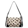 Bolso de Hombro Retro con Parches de Lunares Estilo Coreano, Bolso Cruzado Sencillo Primavera Temprana 2026, Bolso de Mano Relajado para Estudiantes