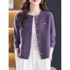 Chaqueta de punto para mujer de mediana edad, otoño e invierno 2025, suelta, a la moda, talla grande, suéter cárdigan, top de manga larga para mujer