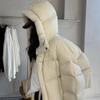 Jaqueta Curta Acolchoada com Capuz Nuvem Espessa de Algodão para Mulheres Baixas Jaqueta Puffer Quente