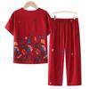 Vovó de verão de duas peças camiseta de manga curta solta seda casual de meia-idade e idosa roupas de mãe para mulheres e velha senhora