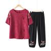 Conjunto de Ropa de Verano para Abuela, Algodón Puro Manga Corta Modelo Nuevo 2025, Camiseta para Mujeres de Mediana Edad y Mayores, Ropa para Mamá para Personas Mayores y Señoras Mayores