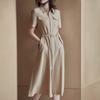 Gran Venta Procesamiento Vestido Blanqueador Primavera y Verano Nuevo Estilo Cintura Adelgazante Look Cintura Alta Elegante Camisa Falda para Mujer
