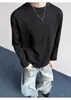 Camiseta de manga larga deconstruida estilo americano para hombre, sudadera de otoño de peso pesado con cuello acanalado pequeño, capa base de ajuste limpio