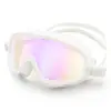 Gafas de natación al por mayor impermeables antivaho HD con recubrimiento plano para adultos, gafas de natación de marco grande, artículos de natación
