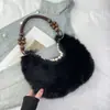 Bolso para Mujer Nicho de Alta Gama Bolso Peludo Moda Invierno 2025 para Mujer Bolso de Mano Bolso de Hombro tipo Axila con Perlas