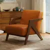 Cadeira Richard de meados do século, poltrona individual para sala de estar, cadeira de lazer designer para varanda, estilo retro francês em madeira maciça
