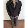 Conjunto de Duas Peças Patchwork Lapela Manga Longa Primavera e Outono Estilo Old Money Masculino Bonito Cleanfit Jaqueta Cardigã de Tricô