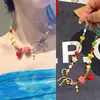 Collar de Cuentas de Manzana Colorido Estilo Fresco de Verano para Mujer, Cadena para Clavícula de Diseño Nicho Estilo Ins, Regalo de Cumpleaños