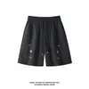 Calças Casuais de Verão Finas com Corte Diagonal e Retalhos para Homens com Design Bordado, Marca da Moda Tendência Shorts Casuais Jovens