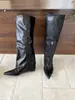 Botas largas de estilo europeo y americano para adultos, de caña ancha, que aumentan la altura, adelgazantes, con punta fina, en blanco, negro y marrón oscuro, versión coreana, colección de primavera