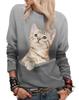 Camiseta de manga larga para mujer 2023 Comercio exterior europeo y americano seda de leche imagen de gato lindo 3D comercio exterior transfronterizo europeo y americano ropa para mujer talla grande