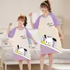Verano Nuevo Camisón Infantil de Dibujos Animados para el Hogar Ropa Familiar de Verano para Madre e Hija Pijamas de Algodón de Manga Corta para Niños Medianos y Grandes