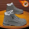 Zapatos de Hombre Invierno Terciopelo Botas de Caña Alta Zapatos de Trabajo para Hombre Antideslizantes Resistentes al Desgaste Engrosados Cálidos Zapatos de Algodón Zapatos de Protección Laboral para Hombre