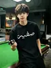 Camiseta de verano para hombre de algodón puro con bordado de letras de manga corta, elegante y sofisticada, camisa de hombre americana de manga corta cleanfit