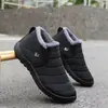 Botas de neve curtas para outono e inverno, sapatos de algodão slip-on, pelúcia grossa, uso duplo para casa e exterior, sapatos quentes