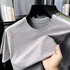 Camiseta de Manga Curta Masculina para Verão, Secagem Rápida, Cor Azul Nevoeiro, Proteção Solar para Atividades ao Ar Livre, Ciclismo e Corrida, Tecido Gelo