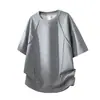 Camiseta Masculina Retro Americana Desconstruída com Tachas e Pregas de Manga Curta, Colete Tendência de Verão para Casal, Blusa Solta Boxy de Peso Pesado