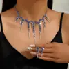 Joias de Novo Estilo Europeu e Americano, Strass Super Brilhantes, Colares e Brincos Modernos e de Alta Qualidade, Conjunto de Colar para Noiva de Luxo Leve e Exclusivo