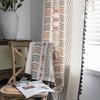 Tela Papi Bohemio Crema Algodón Lino Estampado Parasol Sin Perforaciones Sala de Estar Dormitorio Cocina Cortina Tela para Ventana Mirador