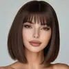 Peluca Bob Estilo Nuevo Europeo y Americano de Temu con Flequillo de Aire, Elegante Cabello Corto Lacio para Cosplay, Peluca Completa