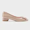 Nuevos Zapatos de Salón Elegantes Estilo Francés Primavera/Verano 2026 con Hebilla Cuadrada Rv, Tacón Grueso Versátil, Boca Baja, Piel Genuina, Punta Redonda, Zapatos de Trabajo