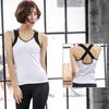 Conjunto de Chaleco Blanco Calado para Yoga Ropa Deportiva Running Gimnasio Leggings Elásticos para Mujer Transpirable de Cintura Alta Secado Rápido
