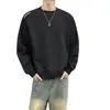 Moletom masculino gola redonda 2026, nova coleção de primavera, pulôver casual liso, manga longa, vestuário masculino, branco e cinza