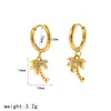 Pendientes casuales de playa estilo europeo y americano con incrustaciones de diamantes de acero inoxidable, aros únicos y de alta gama de acero de titanio con forma de concha y tortuga