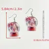Pendientes Acrílicos Europeos y Americanos Bola de Nieve Navideña Pastel Árbol Pendientes de Moda con Lazo Rosa Navidad