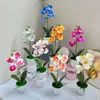 Orquídea Phalaenopsis Artificial Planta en Maceta de 4 Flores Set Adorno Decorativo para Sala de Estar Decoración de Planta en Maceta de Orquídea Phalaenopsis Planta Artificial