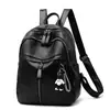 Mochila de Comercio Exterior de PU para Mujer 2025 Nuevo Estilo Coreano Gran Capacidad Mochila Escolar para Estudiantes Tendencia Color Puro Piel Suave Mochila para Mujer