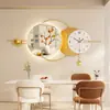 Pintura Decorativa de Restaurante Estilo Moderno Sencillo con Reloj, Arte de Pared con Fondo de Piedra y Arenisca Pintura para Colgar en la Pared