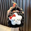 Porta-moedas Chaveiro Flor Tecida Mini Bolsa de Armazenamento de Lã para Meninas Outono e Inverno Pelúcia Pequenos Presentes Atacado